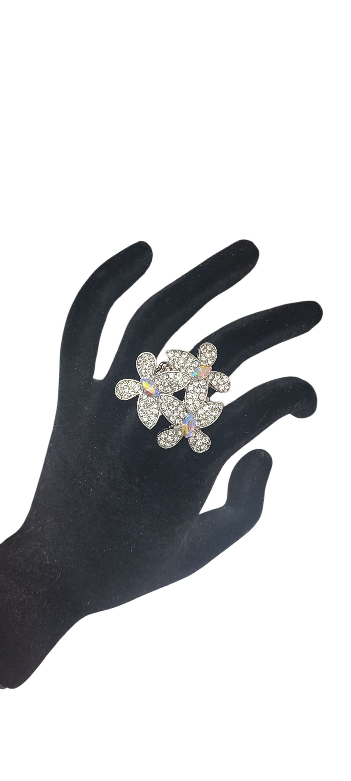 Rhodium ab butterfly ring