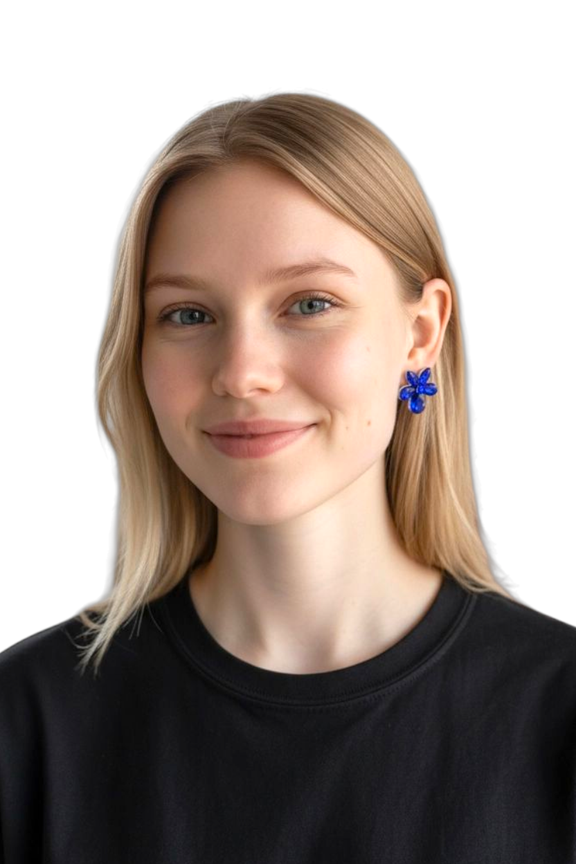 Royal Blue Flower Earringsloop