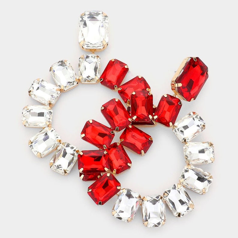 Red white statement earrings