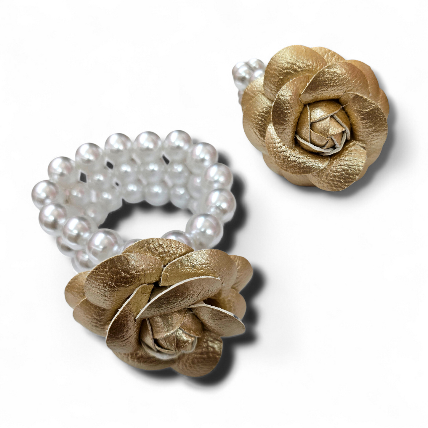 Gold leather pearl Bracelet