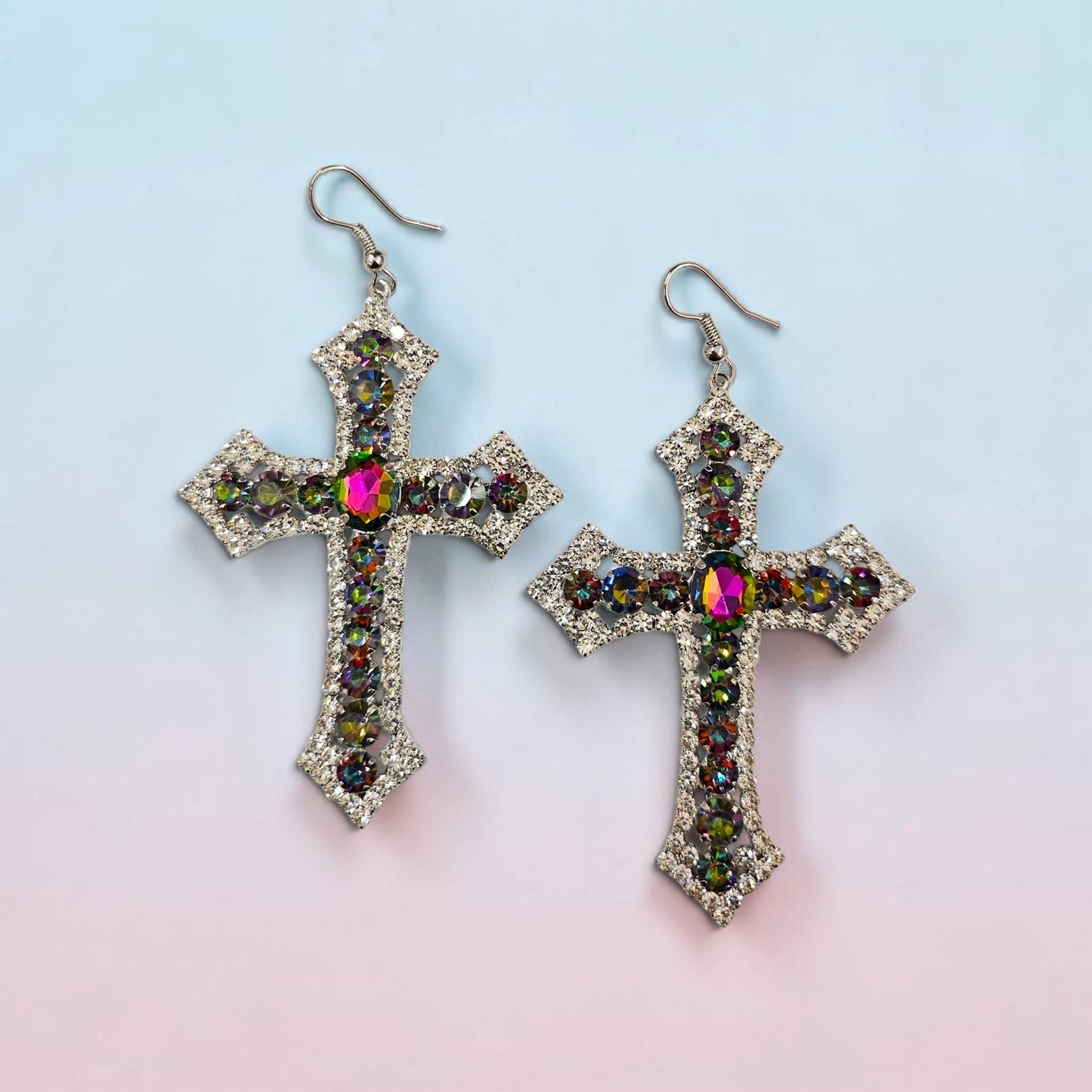 OIL SICK CROSS EARRINGS