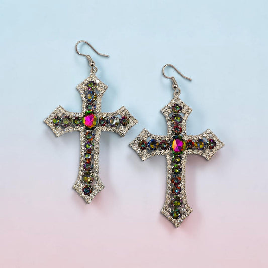 OIL SICK CROSS EARRINGS