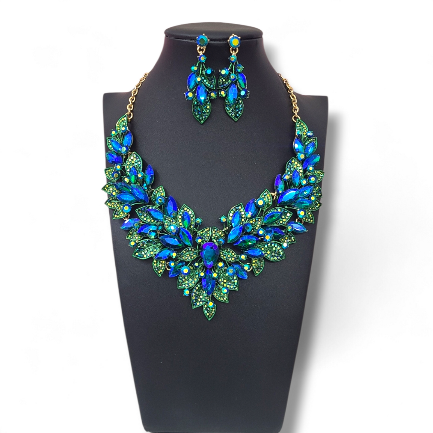 Blue Green Floral Necklace