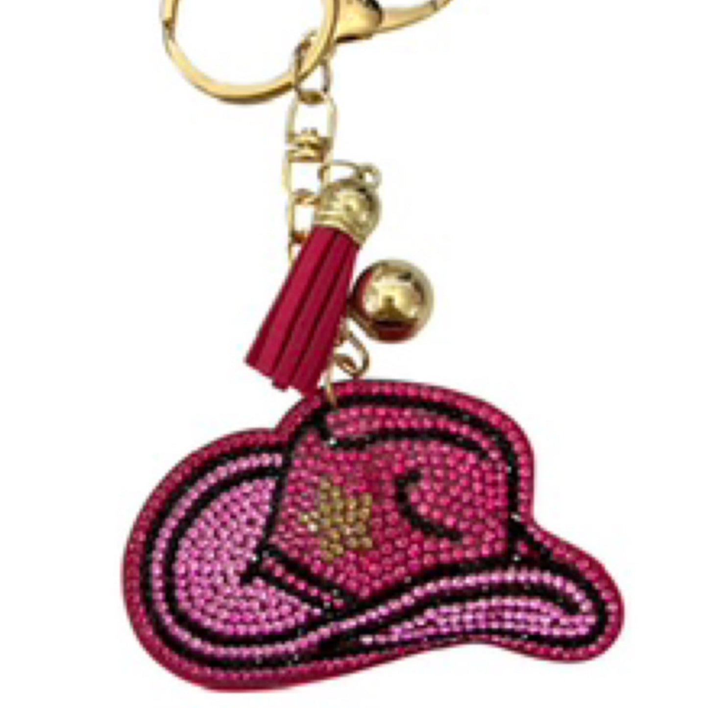 Pink cowgirl hat keychain