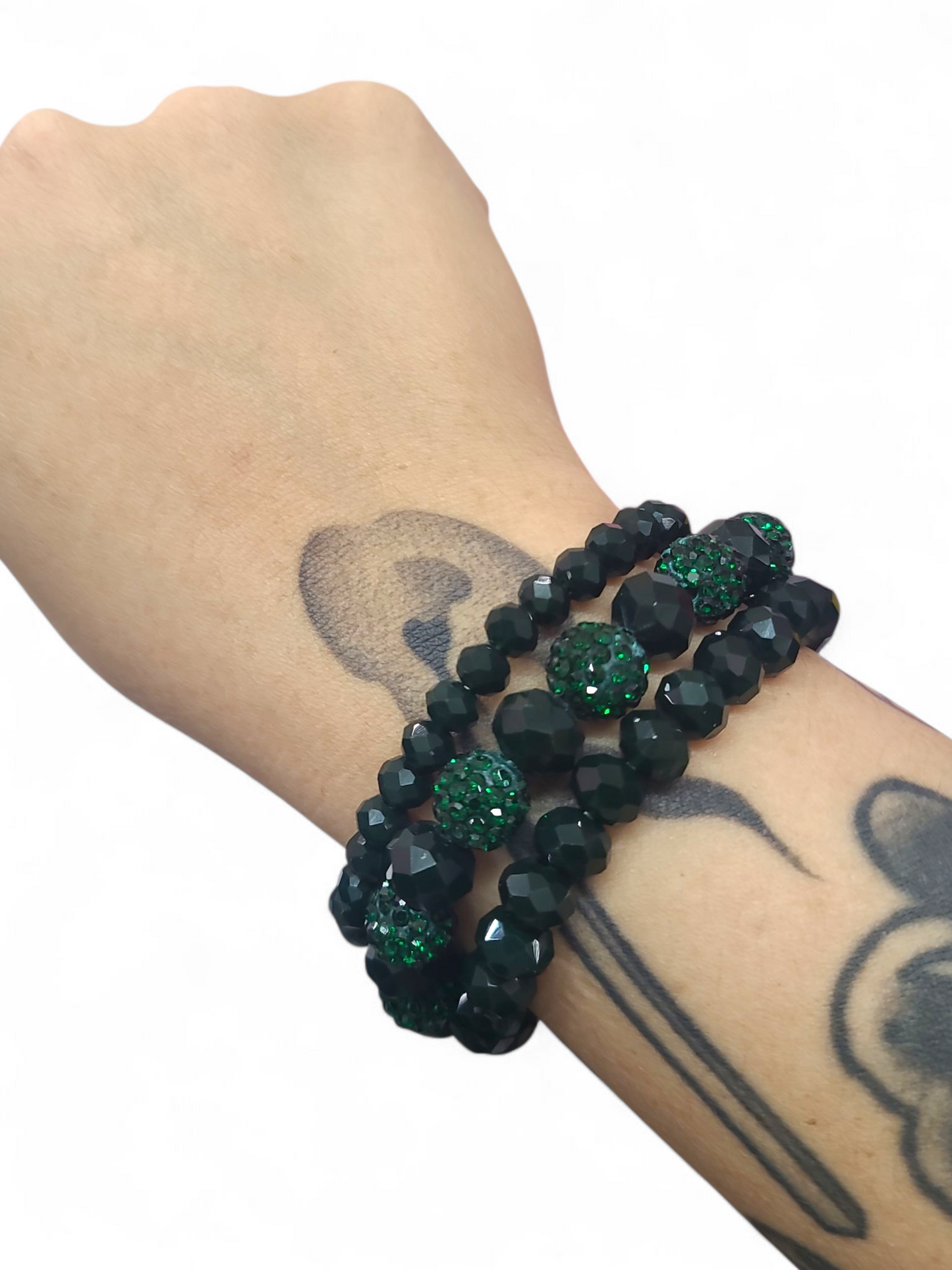 Green Beaded Stretch Bracelet