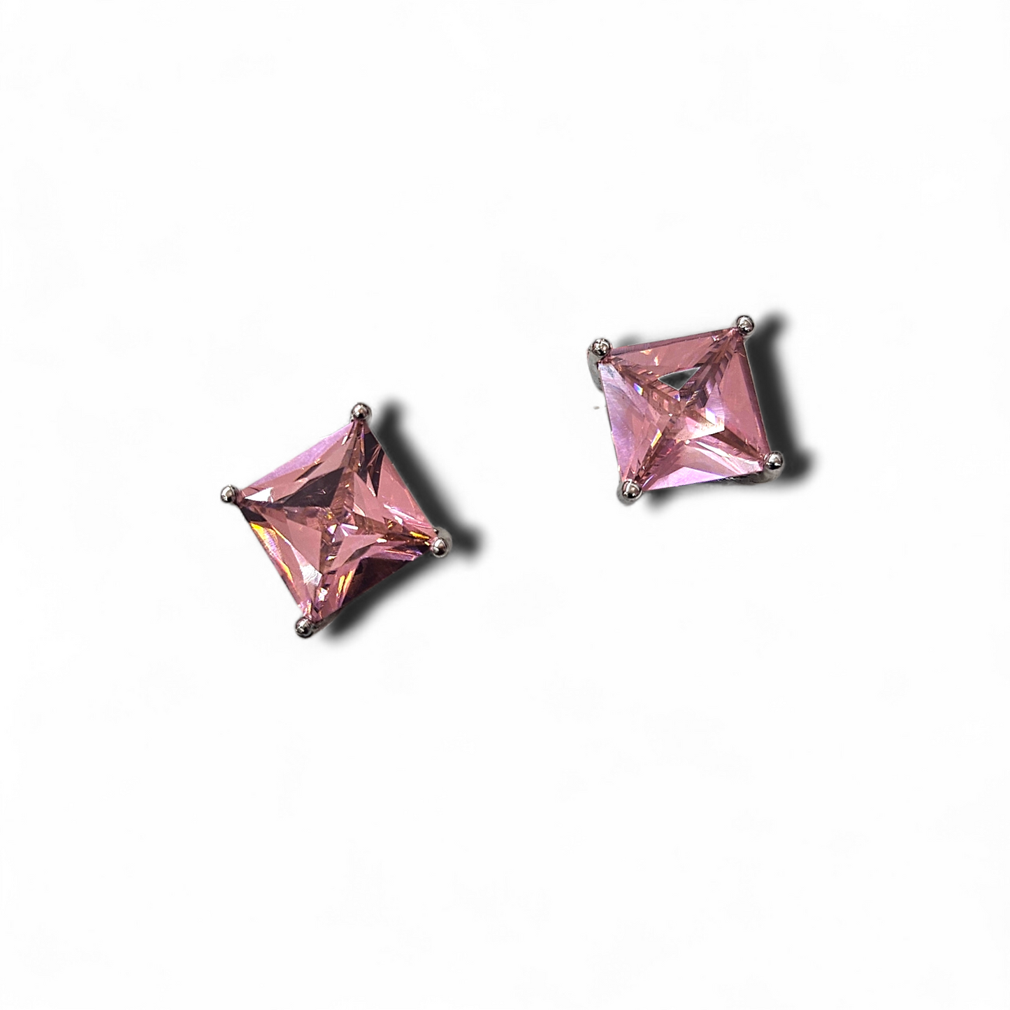 Square pink Zirconia studs