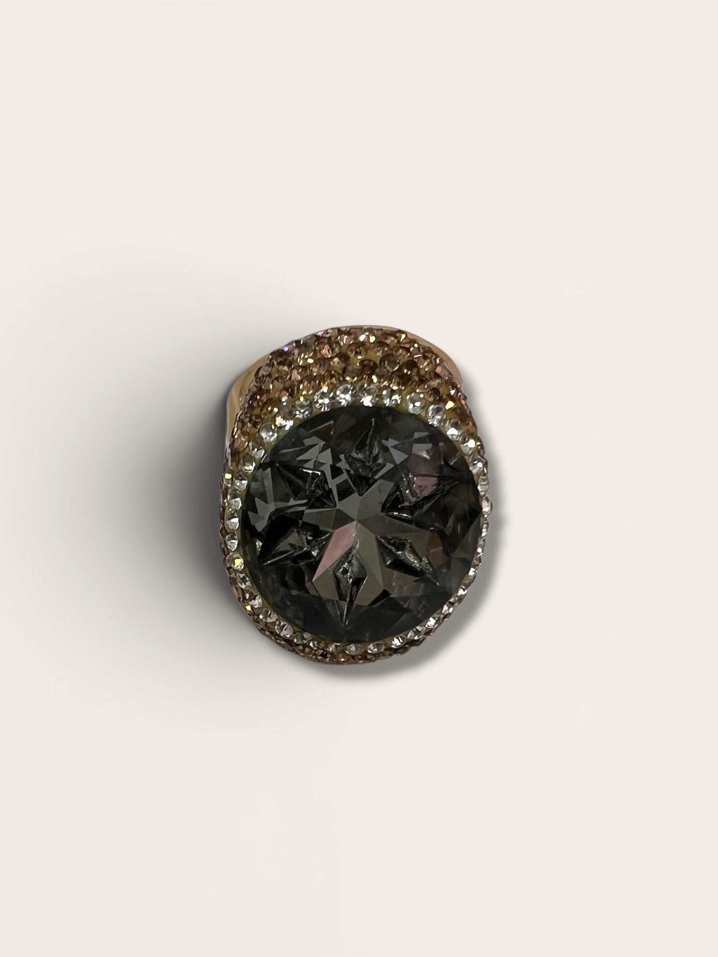 Gold ceramic gray ring