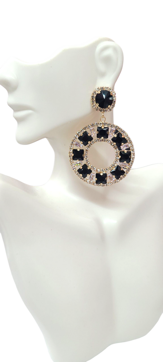 Black Cubic Zirconia Statement Earrings