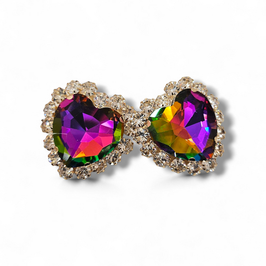 Statement Oilslick Heart earrings