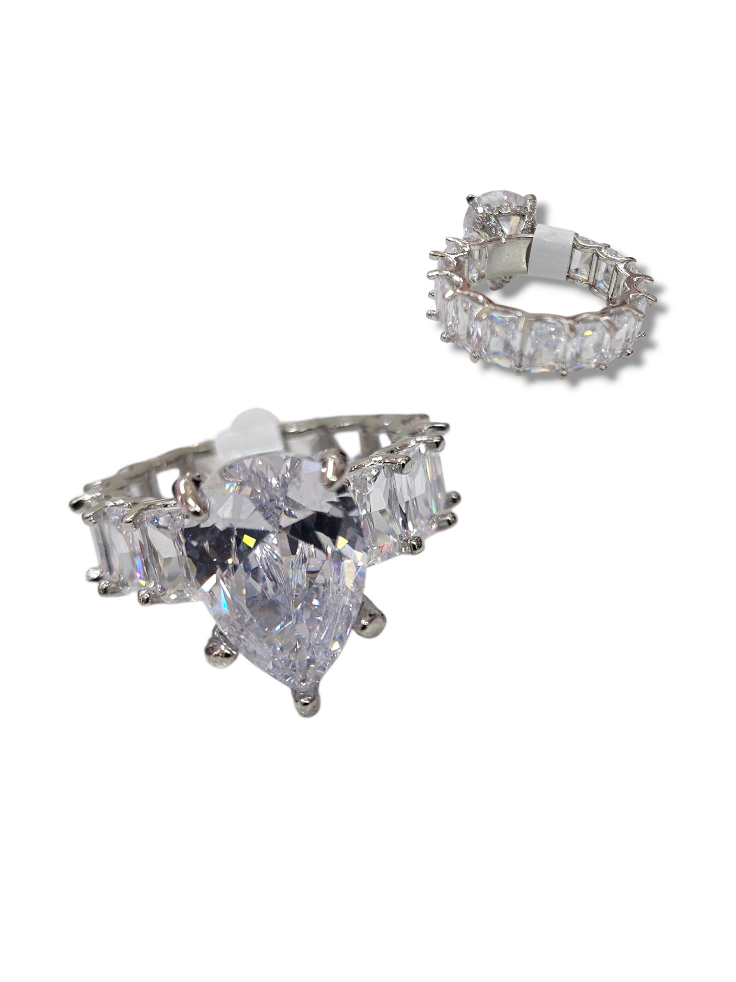 Size 8 CZ Rhodium Ring