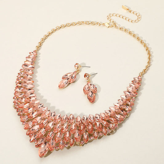 Peach Rhinestone necklace
