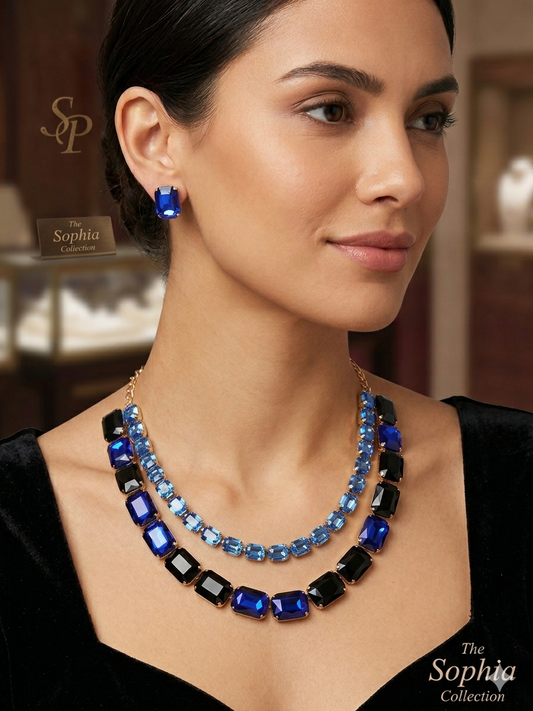 Double lined royal blue necklace
