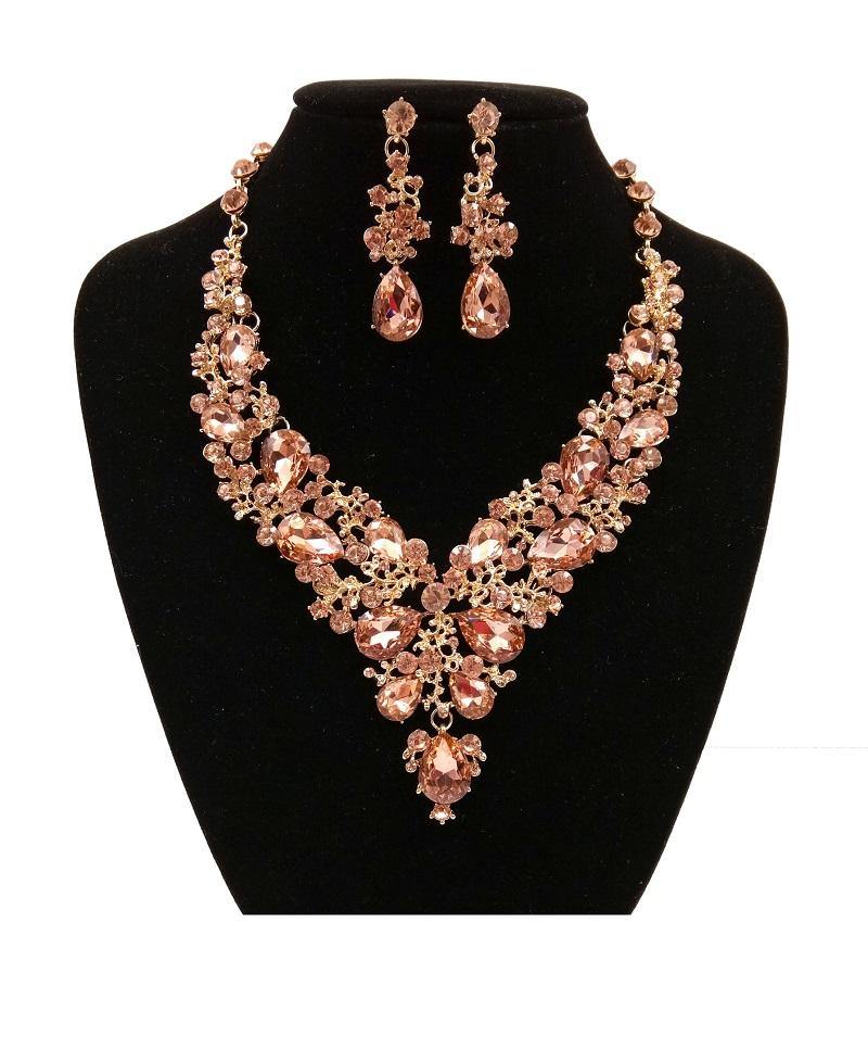 Peach Rhinestone Necklace
