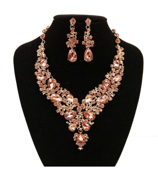 Peach Rhinestone Necklace