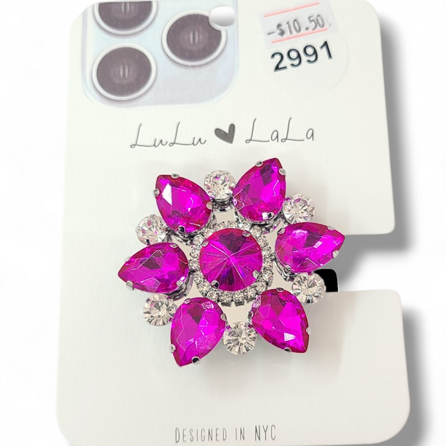 Hot pink flower pop socket