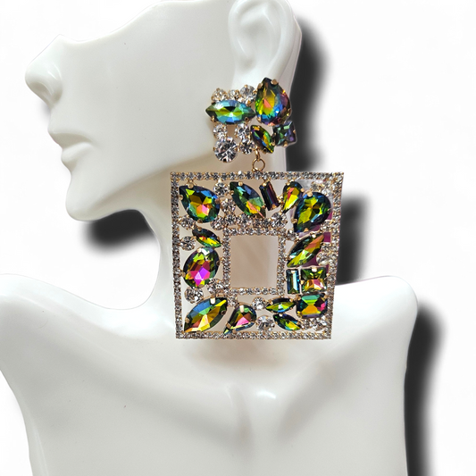Statement square Oilslick Earrings