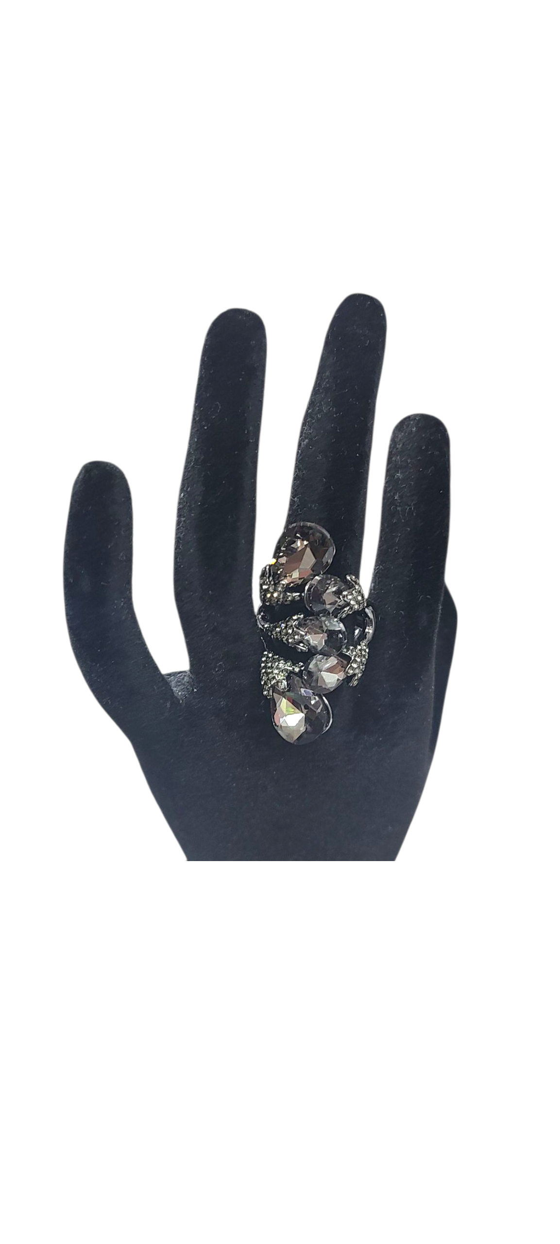 Black rhinestone ring