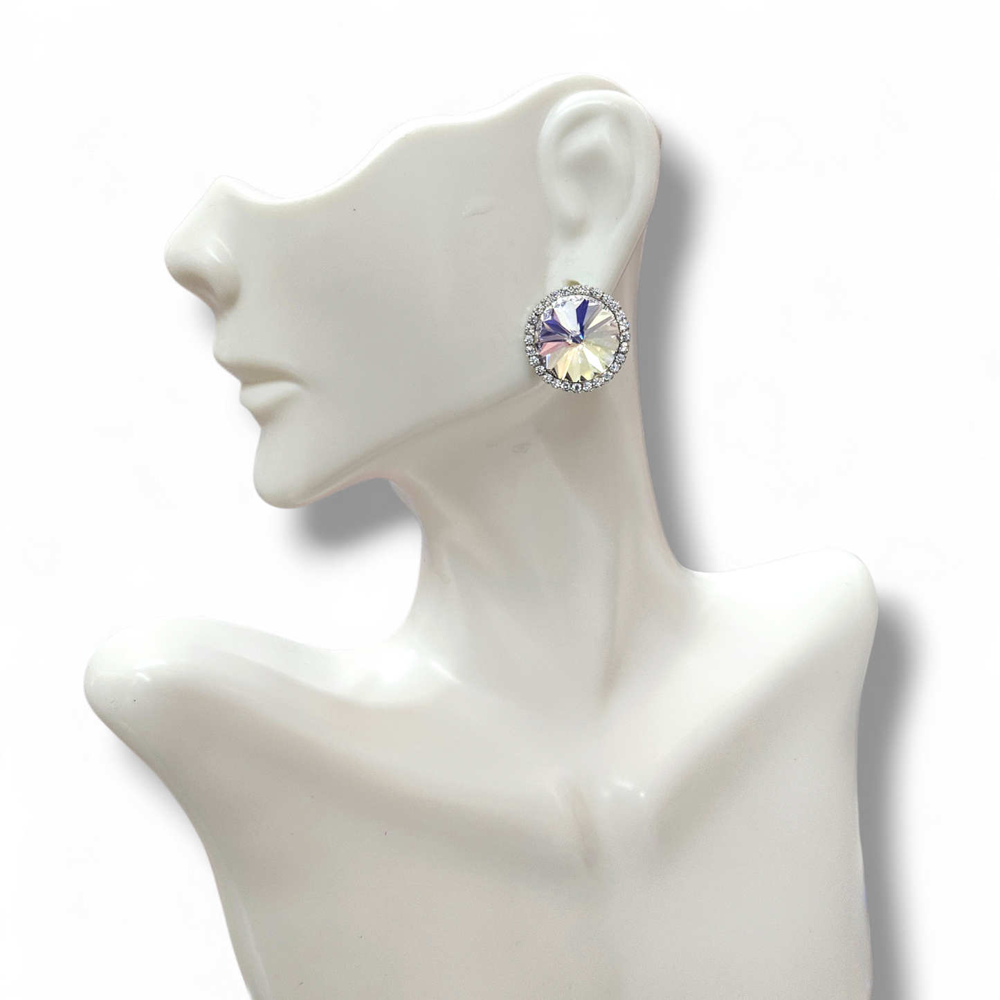 Round AB rhodium studs