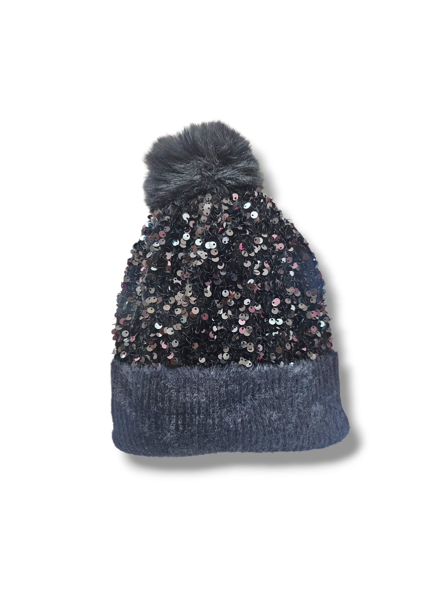 Black Sequin Beanie