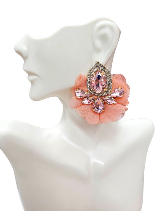 Peach flower earrings