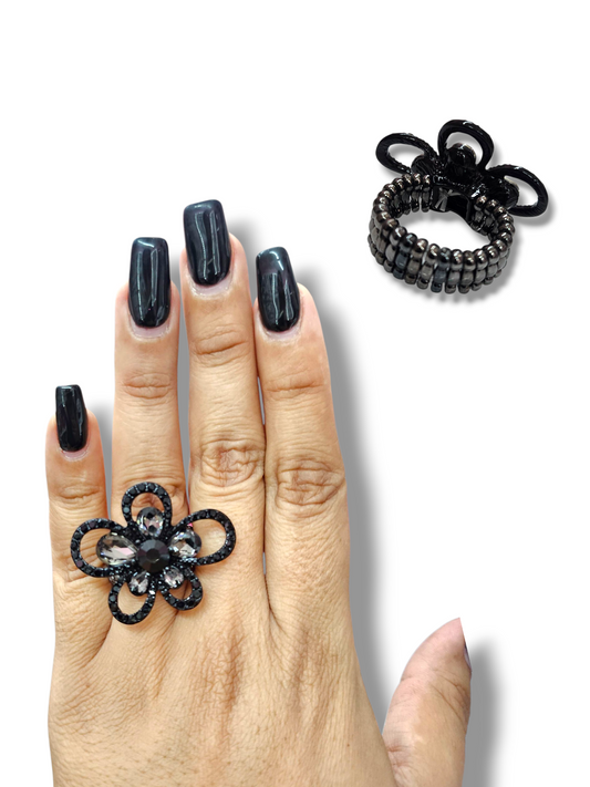 Gunmetal flower ring