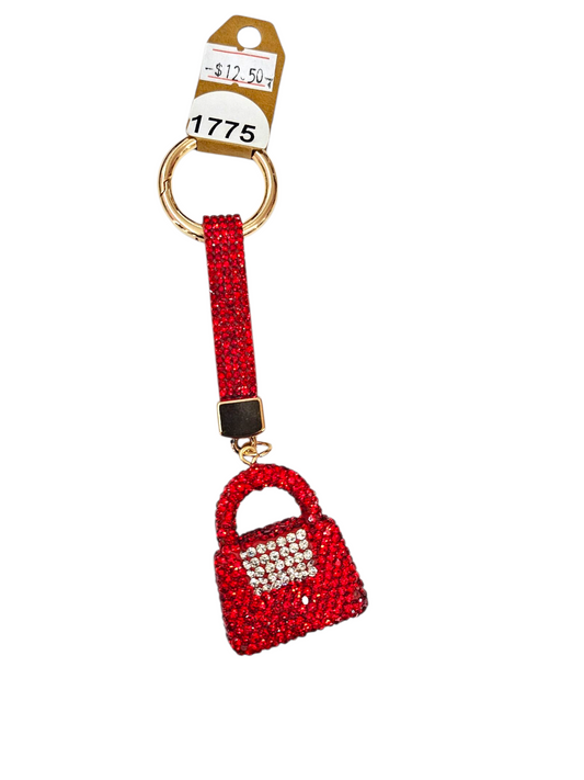 Red Rhinestone purse Keychain