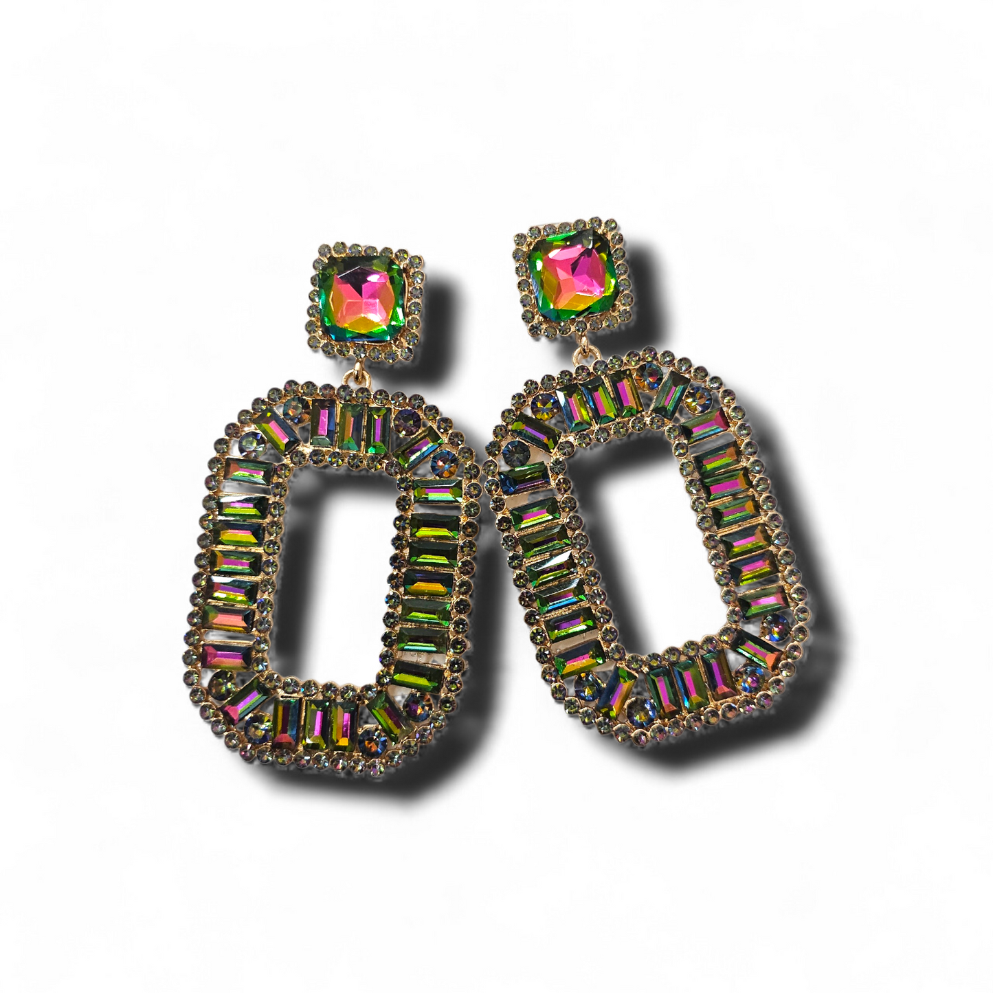 Rectangle Oilslick Earrings