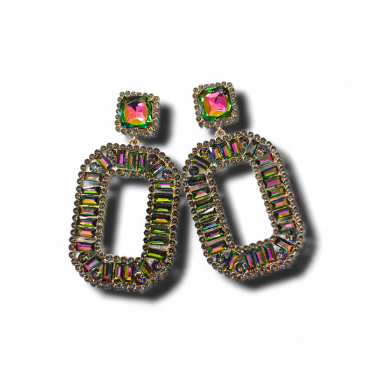 Rectangle Oilslick Earrings