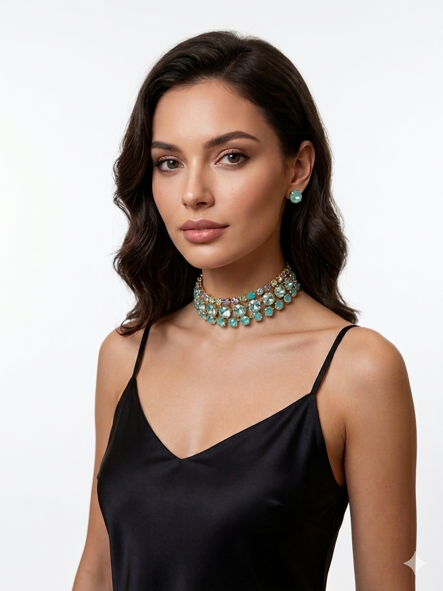 multi blue opal choker