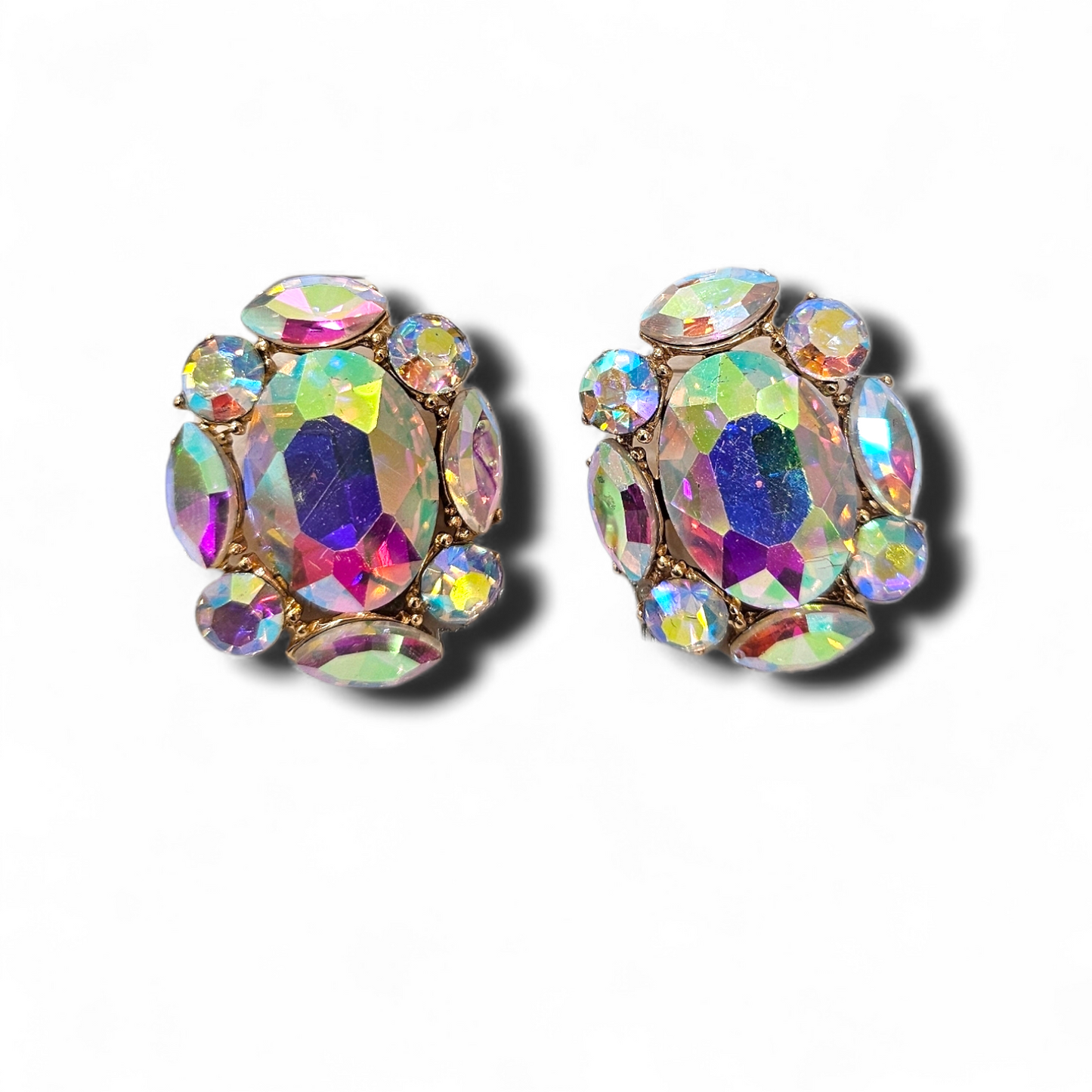 Gold ab stud earrings
