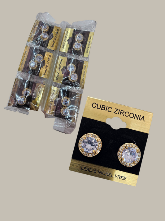 Cubic Zirconia studs Dozen pack