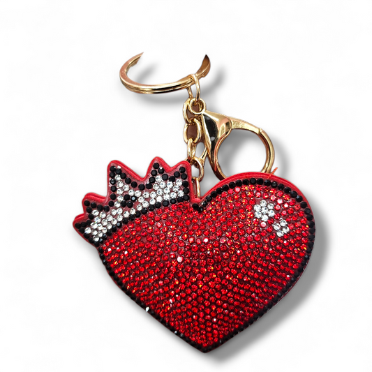 Red Rhinestone heart  Keychain