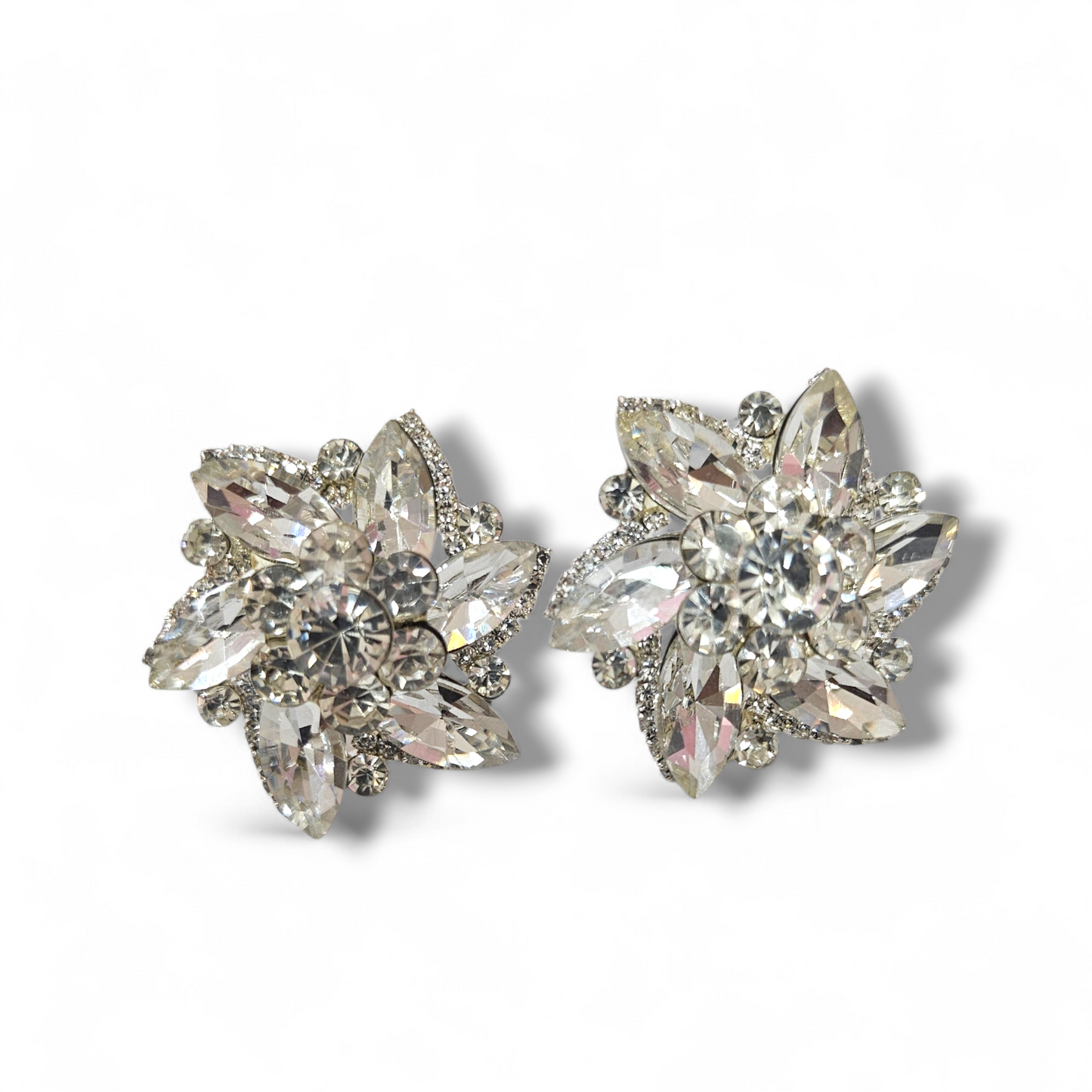 Silver clear clip on earrings