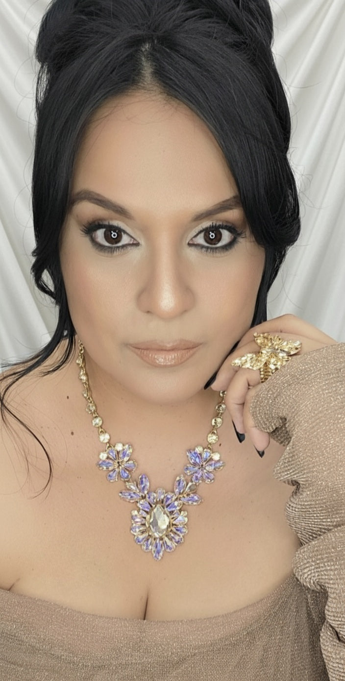 Pink AB Topaz evening necklace