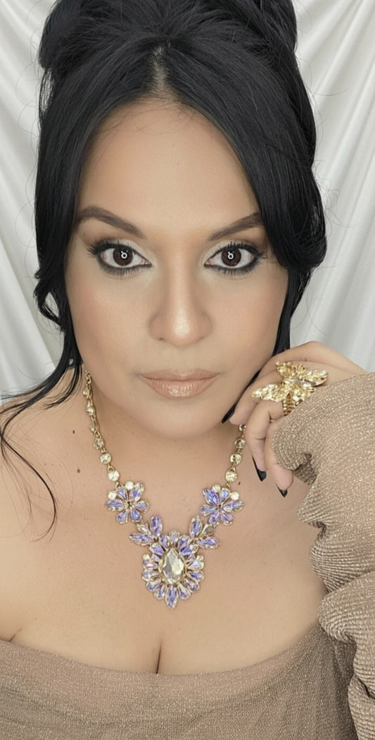 Pink AB Topaz evening necklace