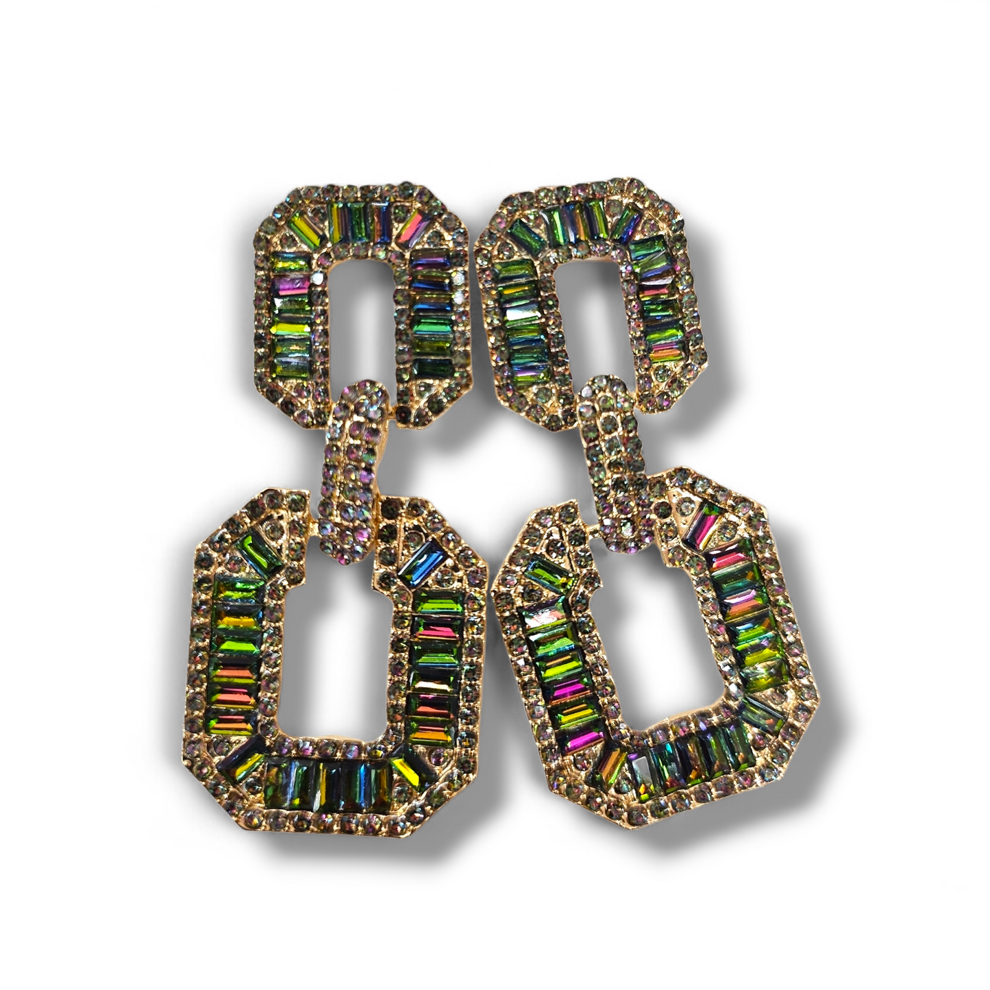 Green Oilslick statement earrings