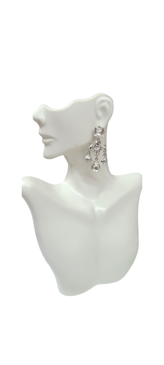 Silver Crystal chandelier earrings