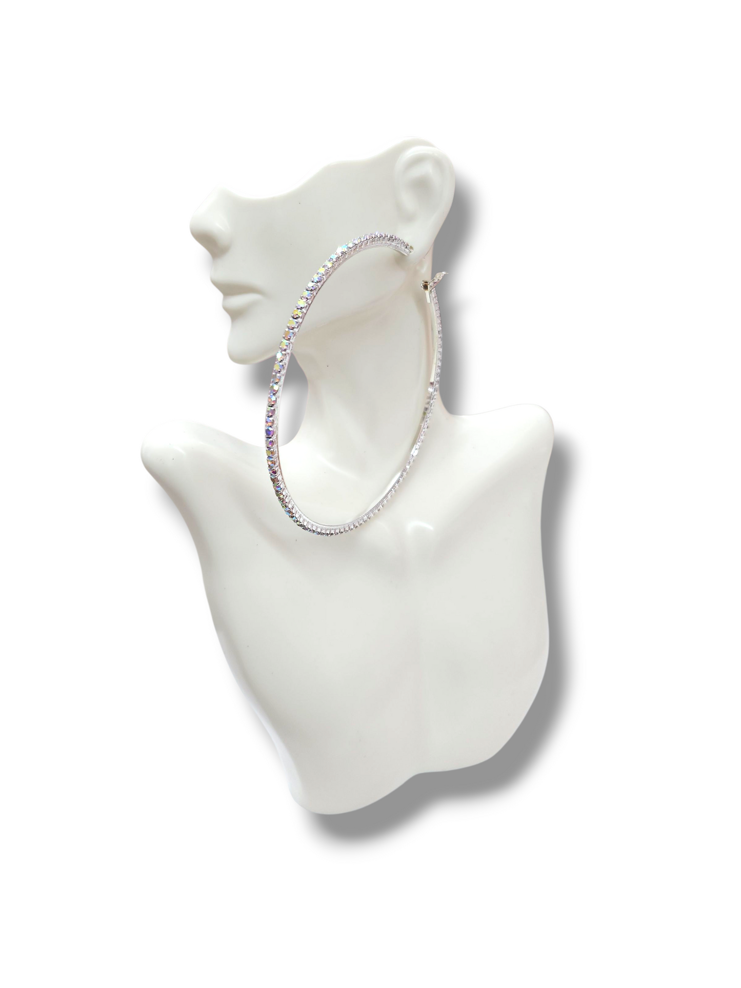 Large AB Silver hoops