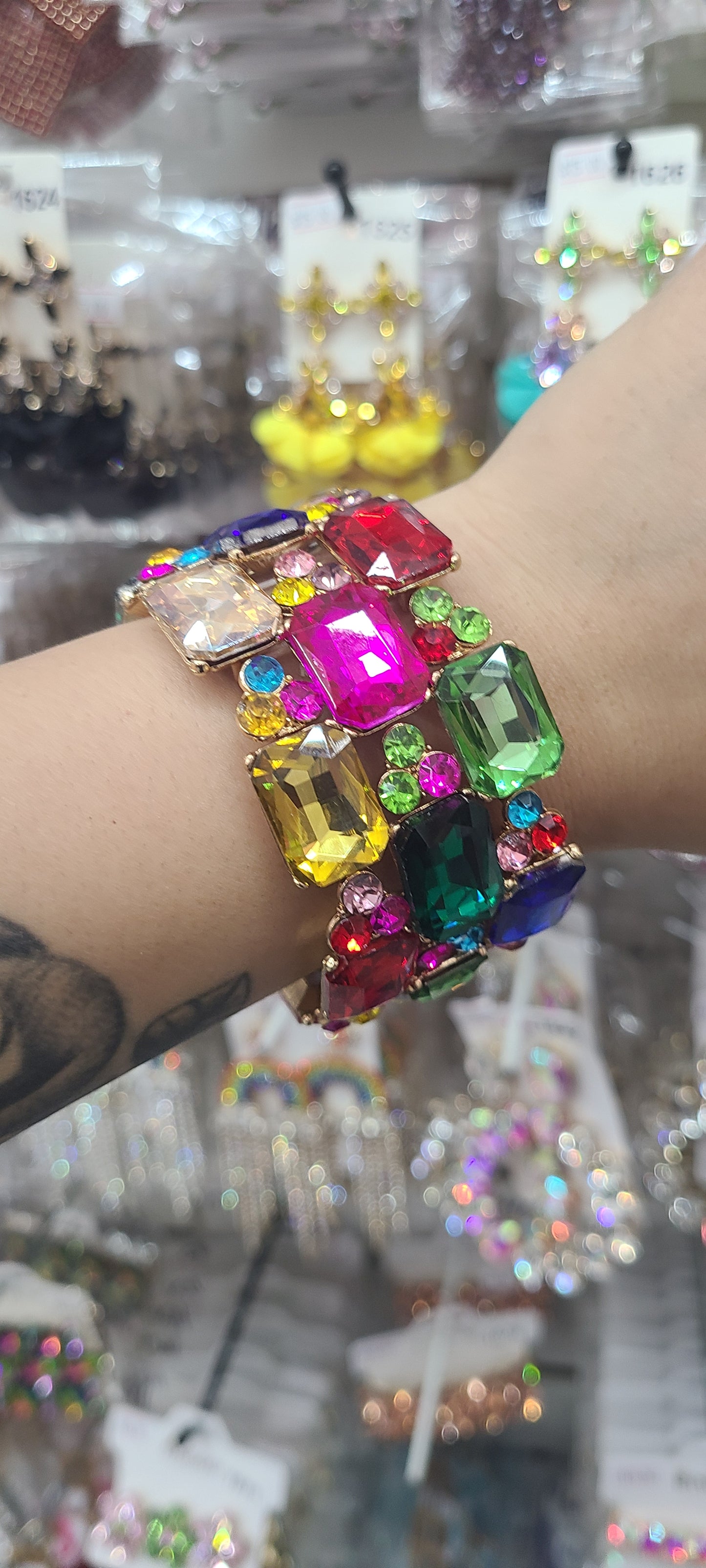 Multi Rhinestone Statement Bracelet