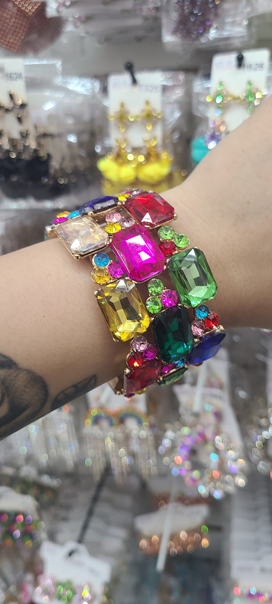 Multi Rhinestone Statement Bracelet