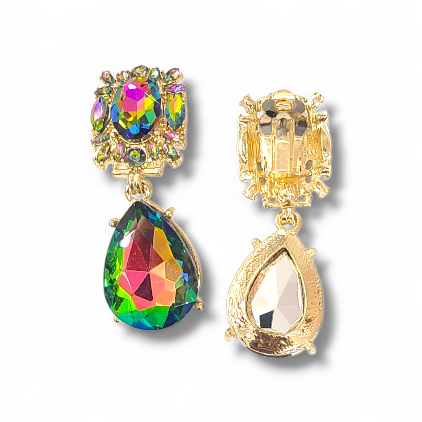 Clip on oilslick earrings