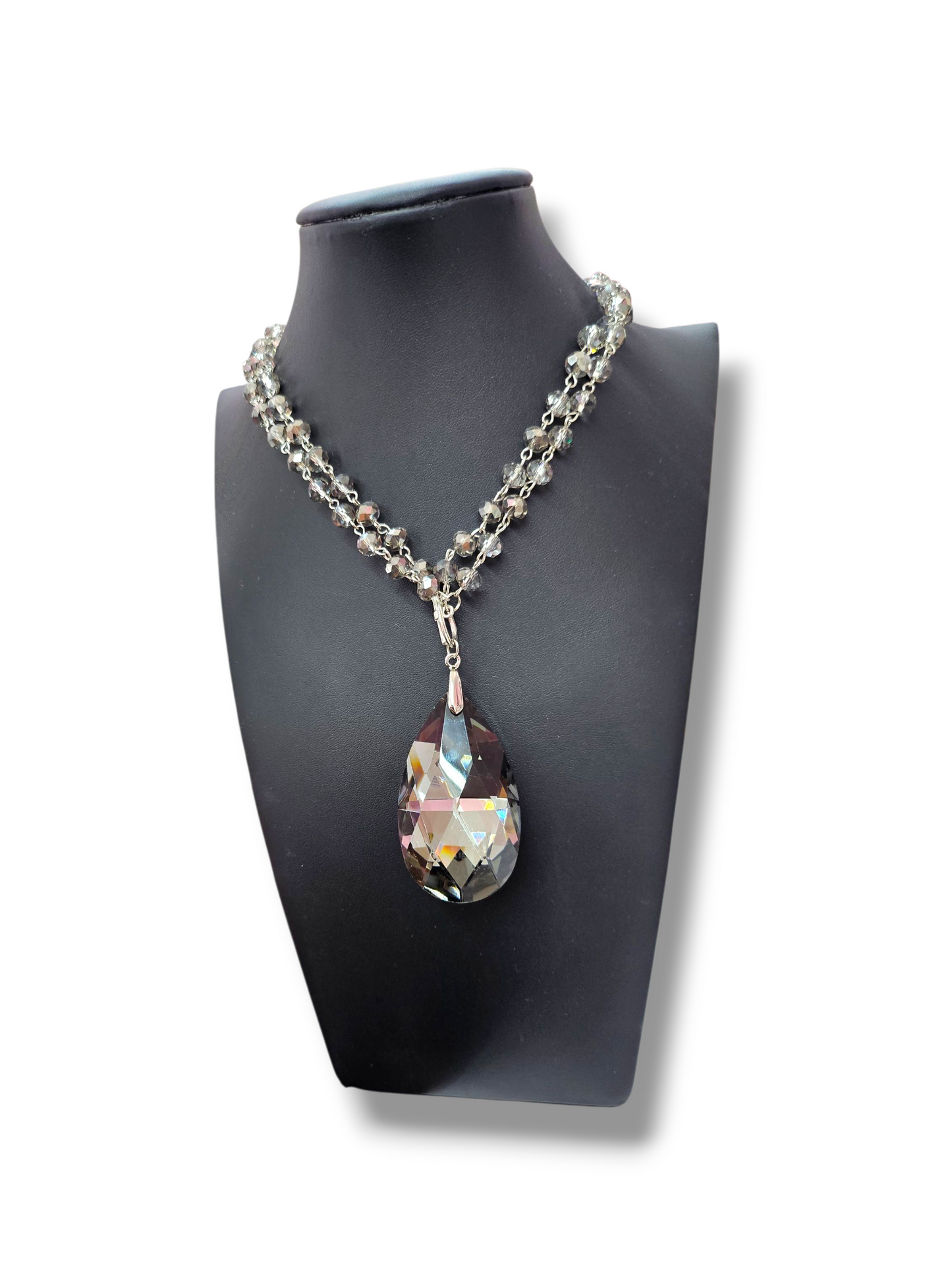 Gunmetal Crystal Necklace