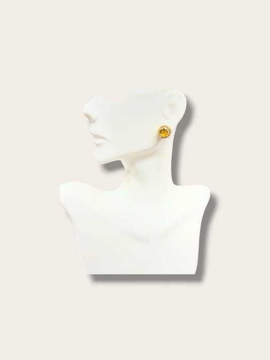 Round yellow Zirconia Stud