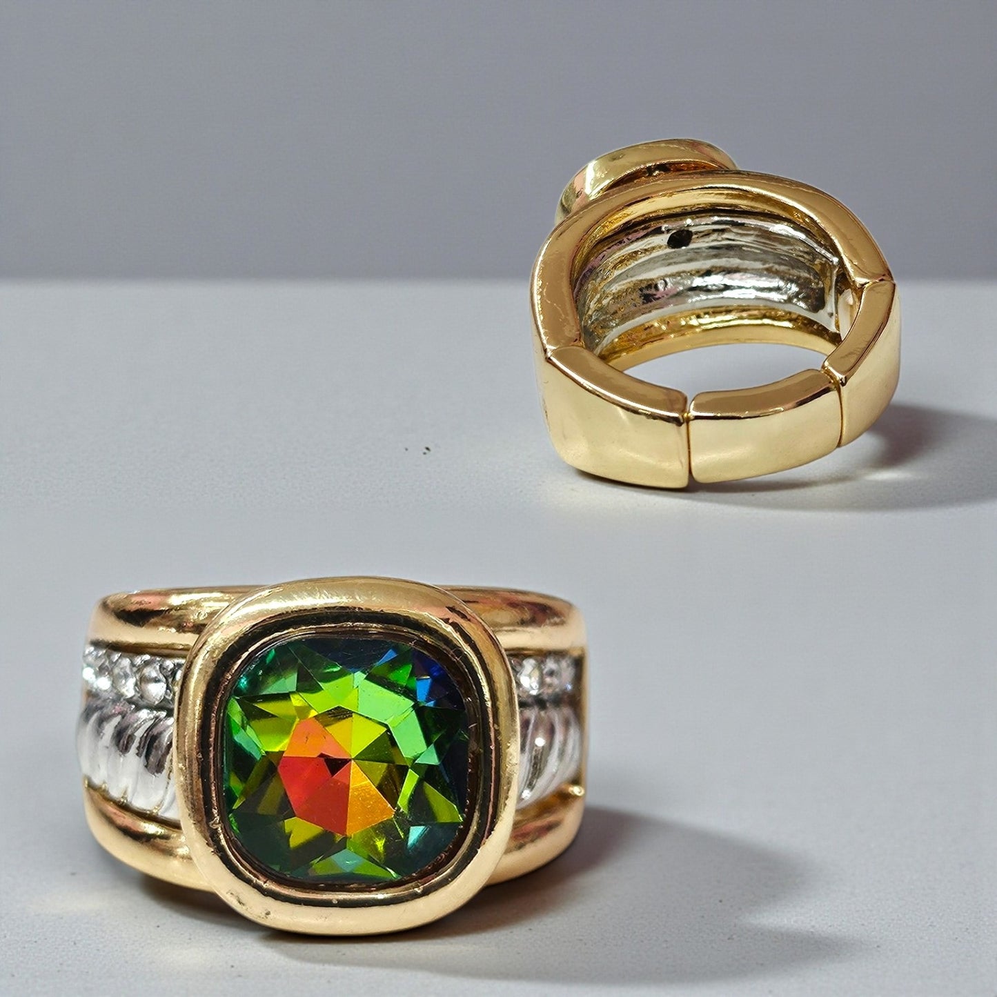 Square Oilslick stretchy Ring