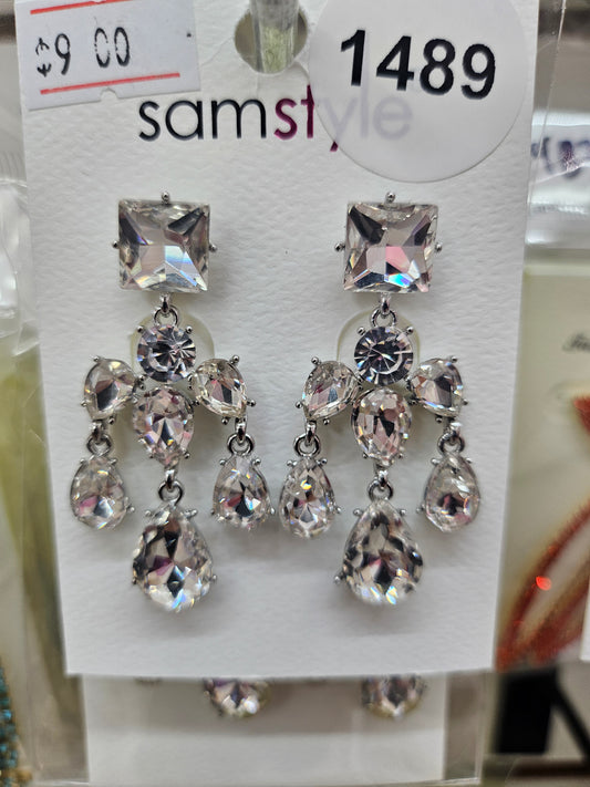 Silver Crystal chandelier earrings