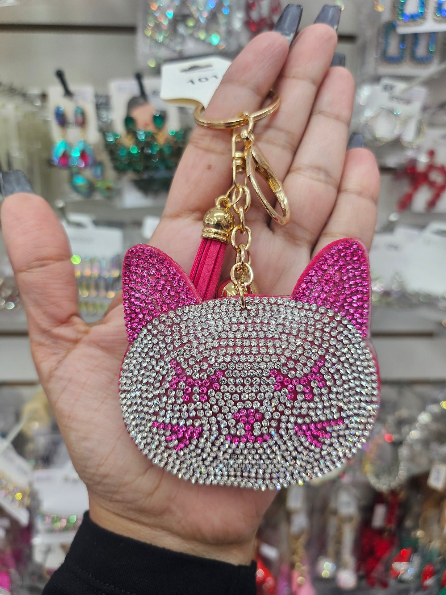 Pink cat keychain