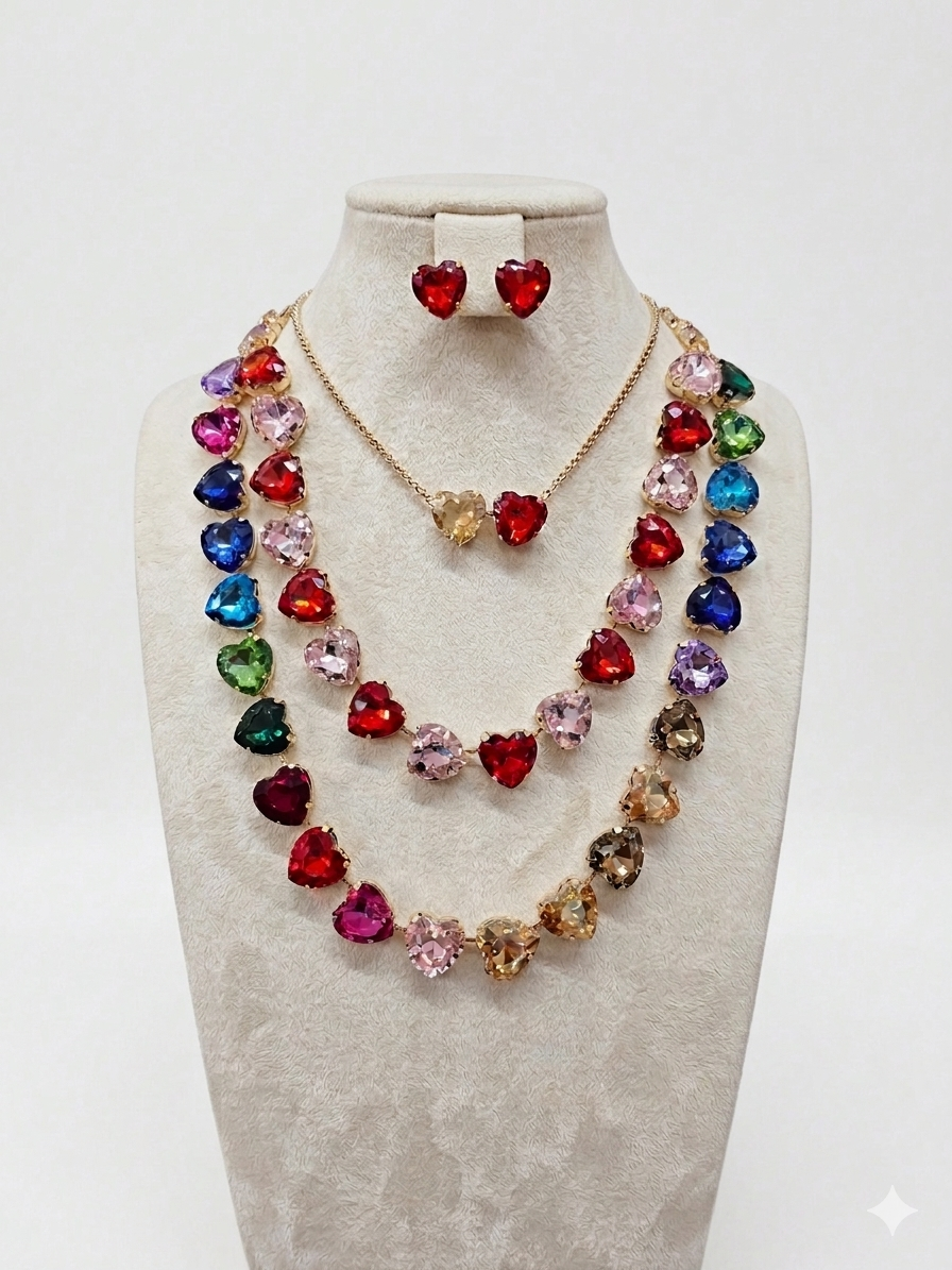 Multi colored heart necklace
