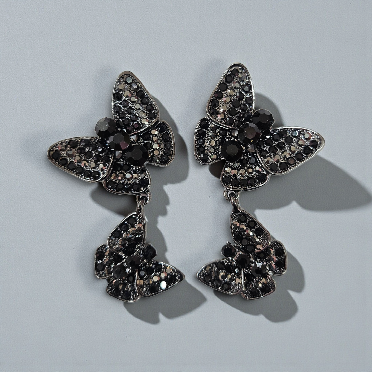 Black Post Butterfly Earrings