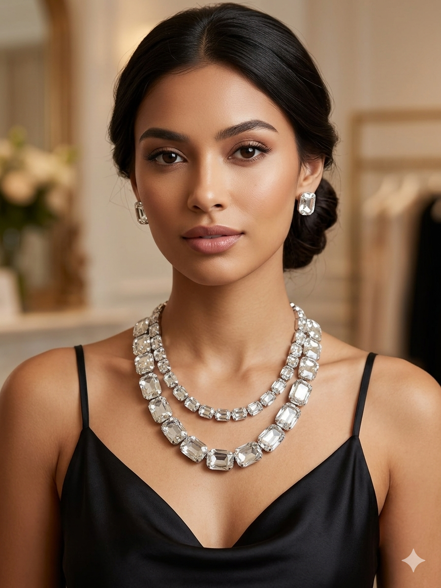 Double lined silver necklace