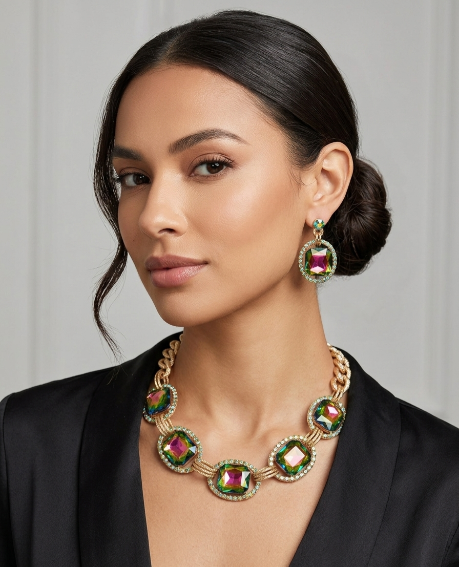 Oilslick Gold link Necklace